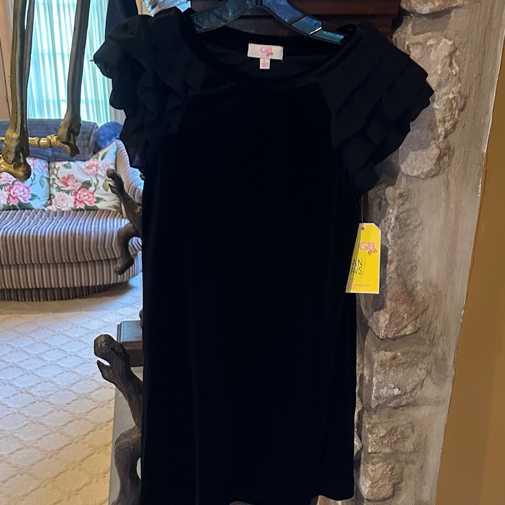 Black Velvet Kids Dress gb girls size large new with tags